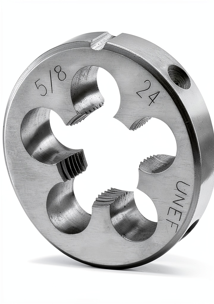 Burkit threading die shown with precise thread details and alloy steel construction