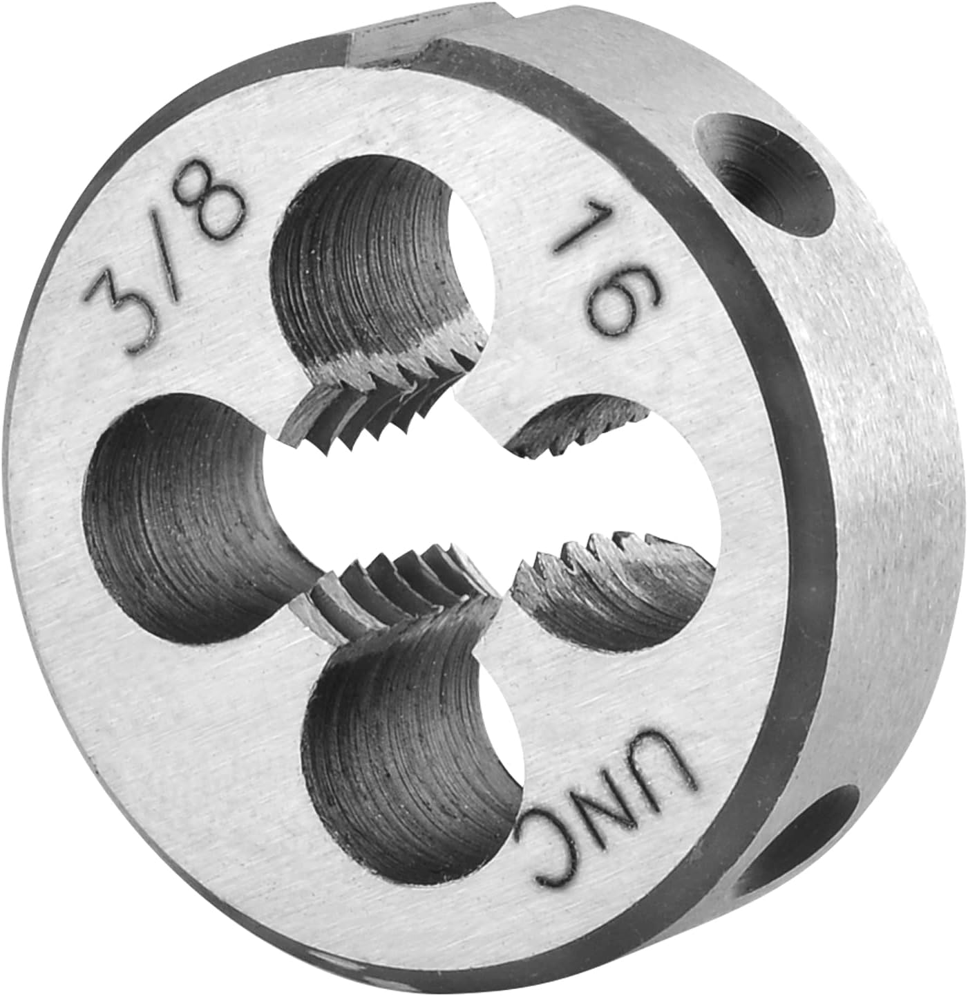 Burkit threading die in use on a metal shaft