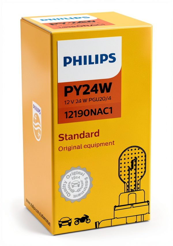 Philips PY24W Rear Turn Signal Bulb 12190NAC1 Universal 12V T‑Shape-1
