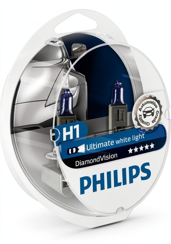 Philips H1 Headlight Bulb 5000K White 2-Pack Bright Blue Upgrade-0